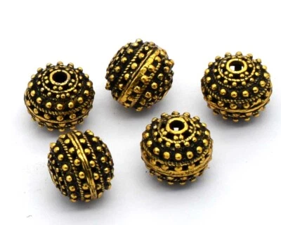 6 piezas cuentas de filigrana Bali antiguas chapadas en oro 10x8 mm Foto 1 de 4