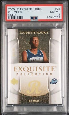 2005 Upper Deck UD Exquisite CJ Miles Rookie Gold /25 #73 PSA 8 - Image 1 of 2