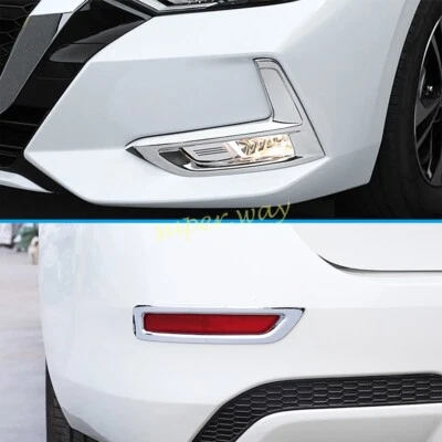 Accesorios 6 piezas cubierta de luz antiniebla delantera + trasera cromada para Nissan Sentra 2020-2023 Foto 1 de 4