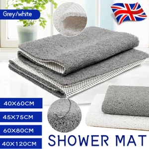 Loofah Shower Mat for Inside Shower Non-Slip Anti Mould PVC Bath Mat Quick Dry - Picture 1 of 14