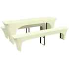 Three Piece Slipcover for Beer Table/Benches Stretch Cream vidaXL