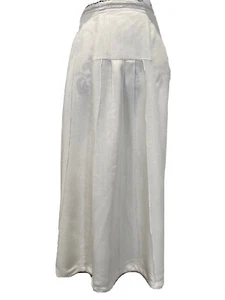 Womens Vintage Skirt Sz 8 Long Loose Cream A Line Linen Midi Tennis 70’s 80’s - Picture 1 of 10