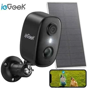 ieGeek 2K Solar Security Camera Outdoor WiFi, Color Night Vision, AI Motion - Picture 1 of 13