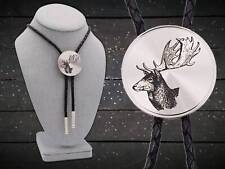 Fallow Deer Bolo Tie ~ Engraved Stainless Steel & Leather