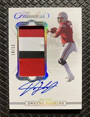 DWAYNE HASKINS 2020 Panini Flawless Platinum Patch Auto /15 Ohio State Buckeyes - Image 1 of 2