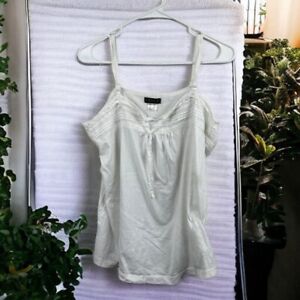 Venus Women's L 100% Cotton White Lace Boho Spaghetti Strap Top Blouse, Summer