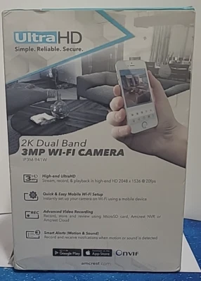 Amcrest Ultra HD 2K Dual Band IP3M-941W Video Security IP Camera - White  NIB - Image 1 of 4