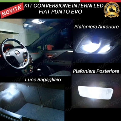 KIT FULL LED INTERNI PER PUNTO EVO ANTERIORE + POSTERIORE + BAGAGLIAIO 6000K - Immagine 1 di 4
