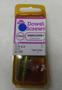 DOWEL SCREW PLAIN CENTER 5/16" X 2" QTY 2 IN PACK *9080 BY HILLMAN - Picture 1 of 3