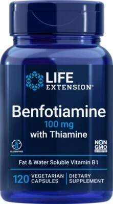 Life Extension Benfotiamina 100 mg con Tiamina Grasa Soluble en Agua Vitamina B1 120 Cap Foto 1 de 4