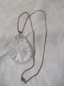 Vintage Sterling Silver Necklace with large cut crystal Pendant - Picture 1 of 4