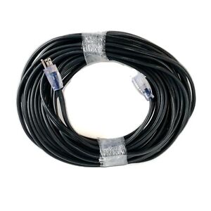 75' 12 Gauge Black Flat Extension Cord with Lighted End