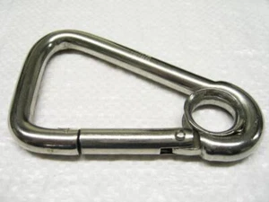 Edelstahl asymmetrischer Karabinerhaken 10 mm (federbelasteter Karabinerclip) - Bild 1 von 2