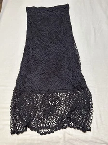 Chicos Womens Large 2 Maxi Skirt Brown Lace Overlay Pull On Goth Lined Elastic - Picture 1 of 8