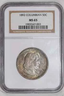 1892 COLUMBIAN SILVER COMMEMORATIVE HALF DOLLAR NGC MS65 - Image 1 of 2