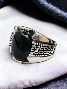 Anillo Turco De Hombre De Ónix Ovalado De Plata Esterlina 925 - Imagen 1 de 6