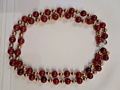 Collar de cornalina natural 36 pulgadas de piedras redondas de cornalina y cuentas de oro  Foto 1 de 4