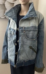 NWT DESIGUAL Patchwork Denim Puffer Sequin GEISHA Coat Jacket sz 40 Medium - Picture 1 of 13