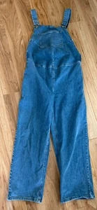 ASOS Denim Bib Overalls Womens 8 Relaxed Fit Blue ADJUSTABLE ELASTIC Waist W Tab - Picture 1 of 5