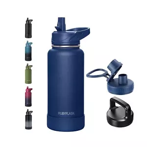 32oz Insulated Water Bottle with Straw, Stainless Steel Metal Vacuum Water Fl... - Picture 1 of 7