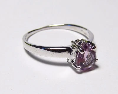 Brillante anillo solitario de plata de 1,0 quilates de amatista genuina AR86 Foto 1 de 4