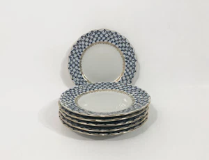 6x Lomonosov Cobalt Net USSR Bread Cake Plates 15,5 cm - Picture 1 of 14