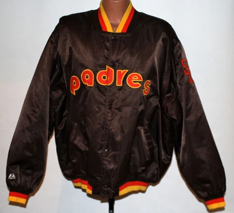 Vintage Cooperstown Collection Majestic San Diego Padres Satin Bomber Jacket XXL Cover