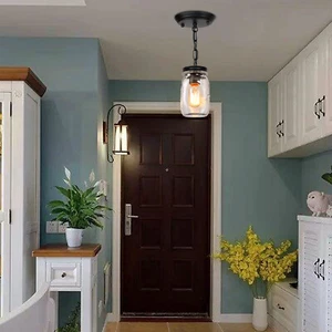 Modern Glass Mason Jar Kitchen Island Pendant Light Indoor Ceiling Light Fixture - Picture 1 of 7
