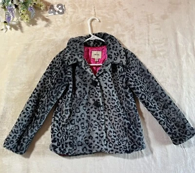 Chaqueta Abrigo Cherokee Niña Piel Mediana Leopardo Gris y Negro Cálida Y Muy Suave Foto 1 de 4