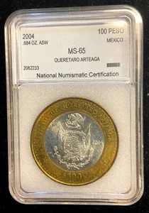 2004 MEXICO SILVER 100 PESOS OVERETARO ARTEAGA - Picture 1 of 2