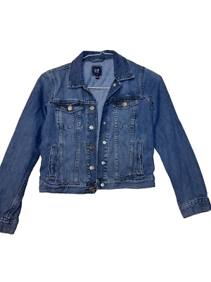Gap Girls Youth Size XXL Medium Wash Denim Jackets snap button close - Image 1 of 2