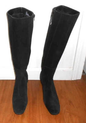 BOTAS MUJER CHADWICK'S GAMUZA NEGRA TACÓN GRUESO CON PUNTERA CUADRADA - TALLA 9 1/2W Foto 1 de 4