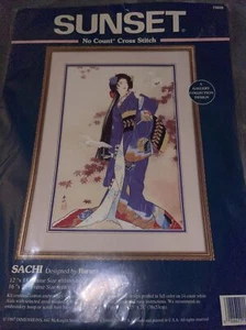 Sunset Sachi 13928 No Count Cross Stitch Kit 1997 Designed by Haruyo USA NEW 18” - Picture 1 of 5
