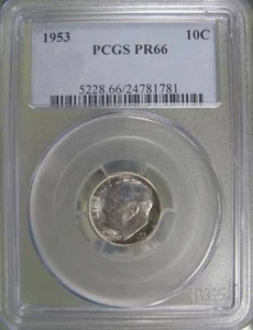 1953 10¢ Roosevelt Dime PCGS Proof 66 - Picture 1 of 4