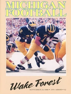 1988 MICHIGAN WOLVERINES VS WAKE FOREST SEPTEMBER 24TH FOOTBALL PROGRAM - Picture 1 of 2