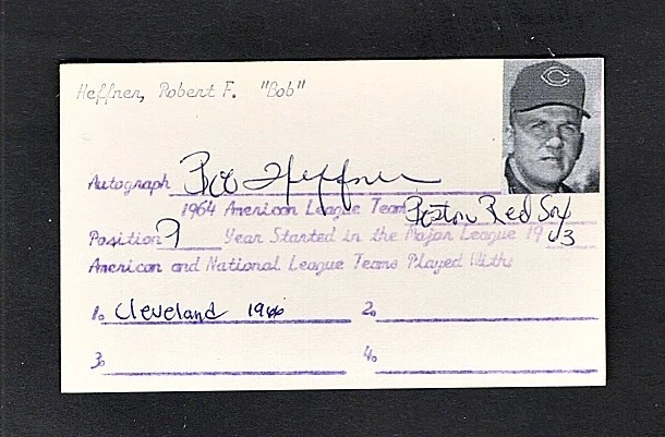 1964 BOB HEFFNER  CLEVELAND INDIANS AUTOGRAPHED VINTAGE 3X5 W/PHOTO d.2025 - Image 1 of 1