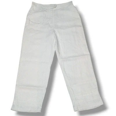 Jillian Jones Linen Straight Leg Pants-Size 8-Lined-Pockets-High Rise-Lagenlook - Image 1 of 4