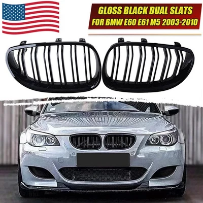 Parrilla delantera para BMW E60 E61 2003-2010 525i 535i 550i M5 4 puertas negro brillante Foto 1 de 4