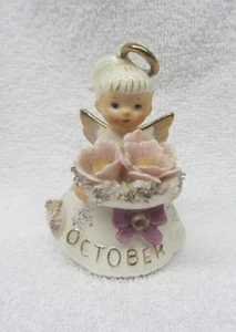 Vintage OKTOBER Geburtstag Hochzeit Mädchen Engel links doppelte Blume Spaghetti Borte - Bild 1 von 6