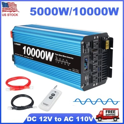 Inversor de potencia de onda sinusoidal pura 5000 W 10000 W convertidor de CC 12 V a CA 110 V para camping Foto 1 de 4