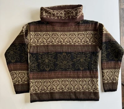 Suéter Sarah Spencer Lana Cuello Alto Para Mujer’s M Boho Geométrico De Colección Tejido Lana Foto 1 de 4