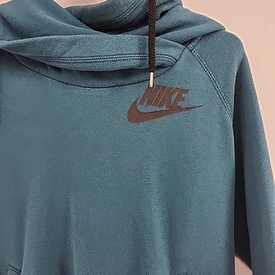 Mujer Nike Cuello Embudo Capucha Pullover Sudadera con Capucha Verde Azulado Talla M Etiqueta Roja De Colección Foto 1 de 4