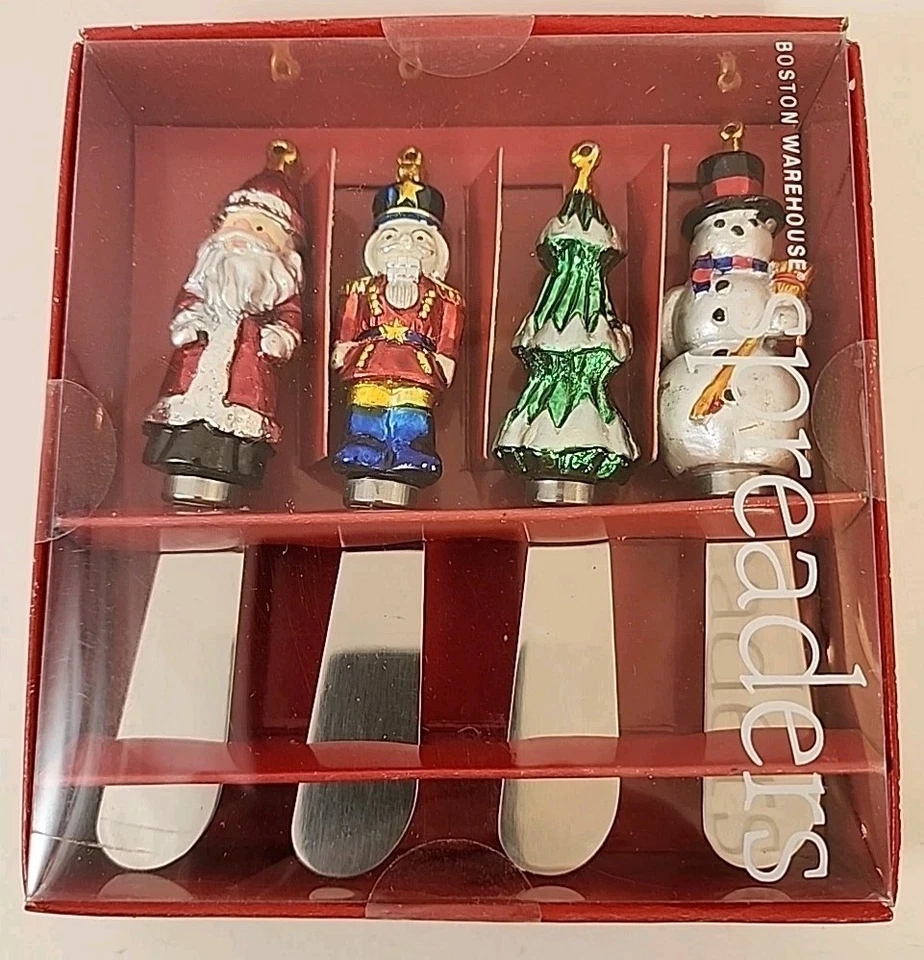 Boston Warehouse Spreaders Heirloom Ornament Set of 4 Stainless Steel Christmas