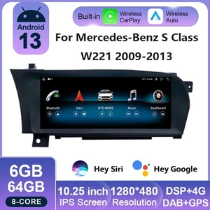 10.25" Android 13 Autoradio CarPlay 64GB Für Mercedes-Benz S-Klasse W221 NTG3.5 - Bild 1 von 13