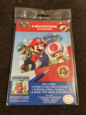 Nintendo Super Mario 8 Birthday Invitations  (2017) Sealed - Image 1 of 4
