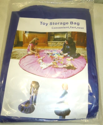 Bolsa de almacenamiento de juguetes azul cuerda cómoda almacenamiento de plástico fácil limpieza Foto 1 de 4