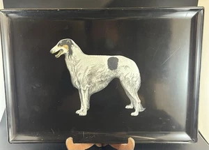 Vintage COUROC Tray Borzoi Dog Black Resin 18" x 12.5"-chipped corner - Picture 1 of 5