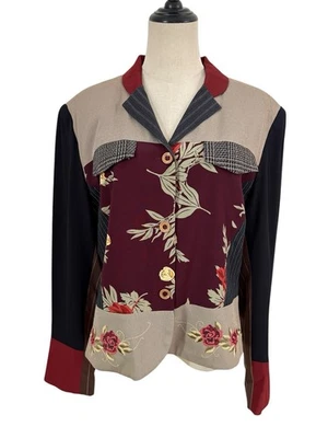 Vtg 90s Carole Little Patchwork Floral Jacket Top Sz 14 Boho Cottagecore Rose  - Image 1 of 4