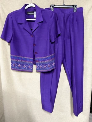 Traje pantalón mujer Sag Harbor manga corta talla 10 púrpura Foto 1 de 4