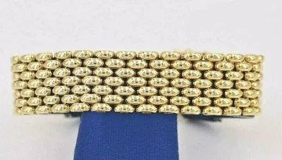 Fancy 14k Yellow Gold Wide Bracelet, Made in Italy, 37.5gm, 7.5", S105159 - Image 1 of 4